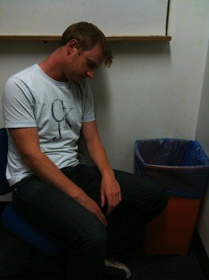Sleeping on the job! Photo of man sleeping