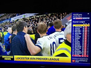 Ideacide -v- courage: Photo of Leicester City Football Club celebrating their win of the Premiership