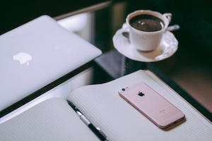 computer and coffee